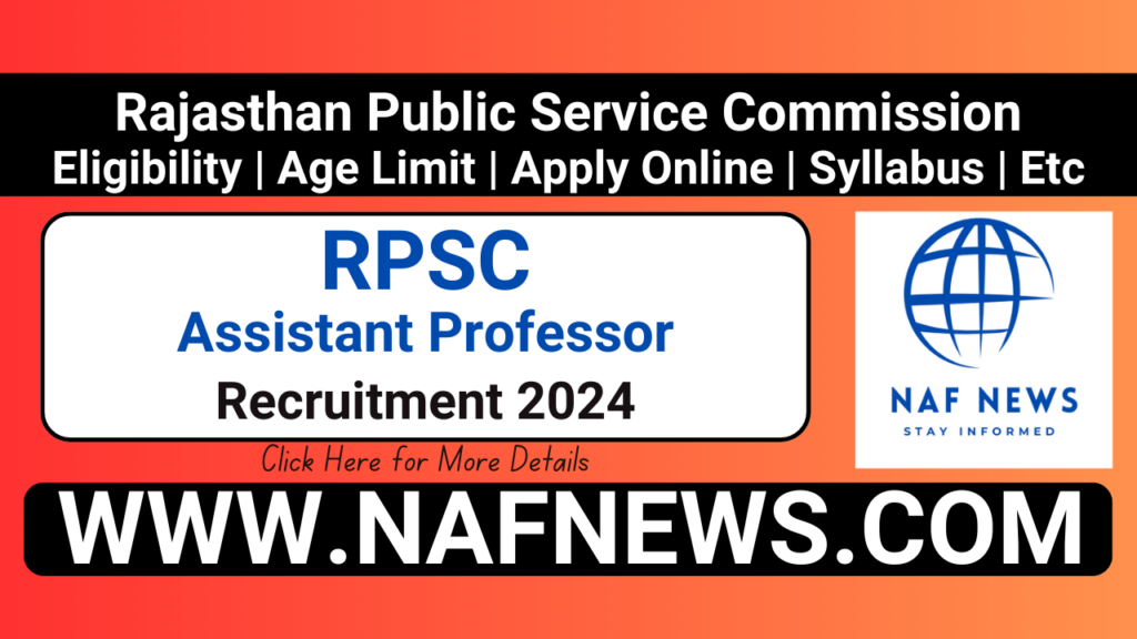 RPSC Assistant Professor Recruitment 2024